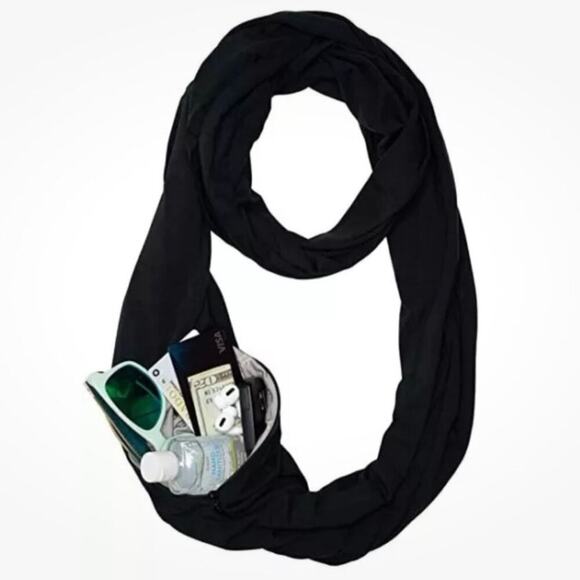 NWT Beyond Yoga Hidden Pocket Infinity Scarf Black - Picture 3 of 7